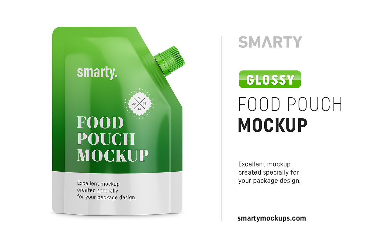 Glossy food pouch mockup in Product Mockups - product preview 8