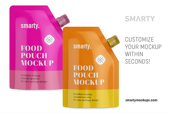 Glossy food pouch mockup in Product Mockups - product preview 2