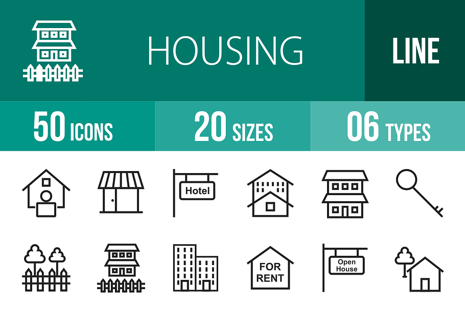 50 Housing Line Icons in House Icons - product preview 8
