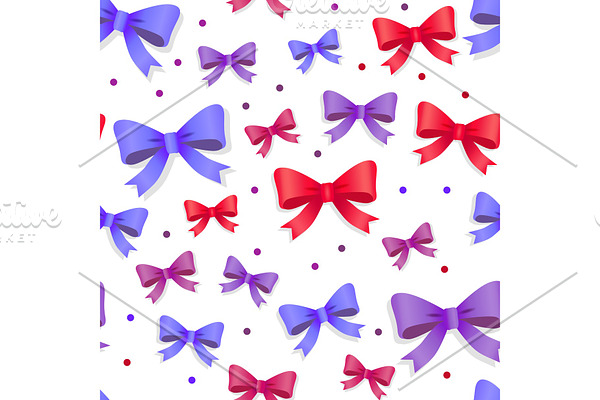 Seamless Pattern with Bows. Gift
