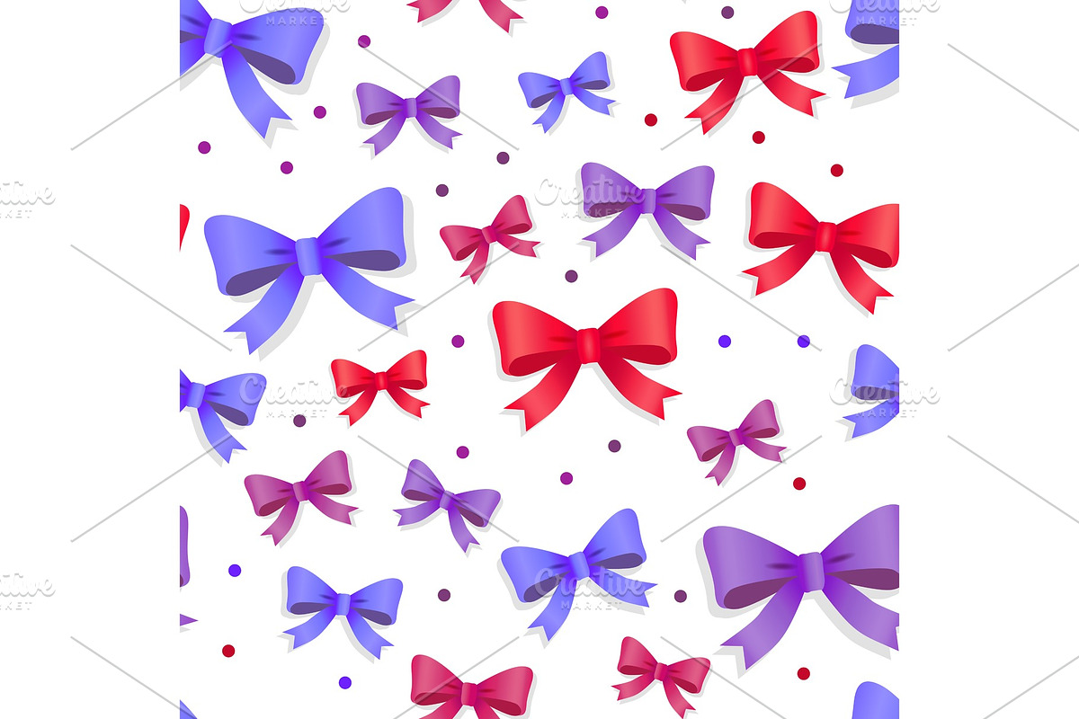 Seamless Pattern with Bows. Gift in Objects - product preview 8