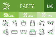 50 Party Green & Black Icons