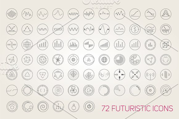 Set of vector futuristic icons in Navigation Icons - product preview 3
