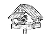 Winter bird feeder sketch vector