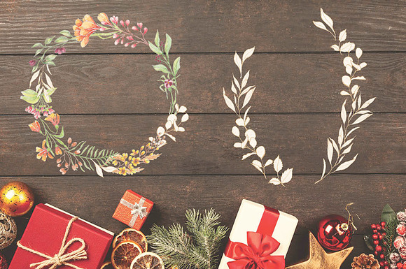 Warm winter hues: wreaths and sprays in Illustrations - product preview 2