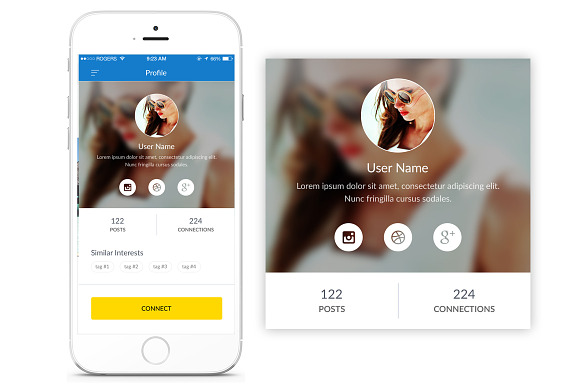 6 FLat Social App Design UI Mockup in UI Kits and Libraries - product preview 4