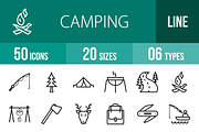 50 Camping Line Icons