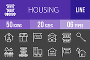 50 Housing Line Inverted Icons
