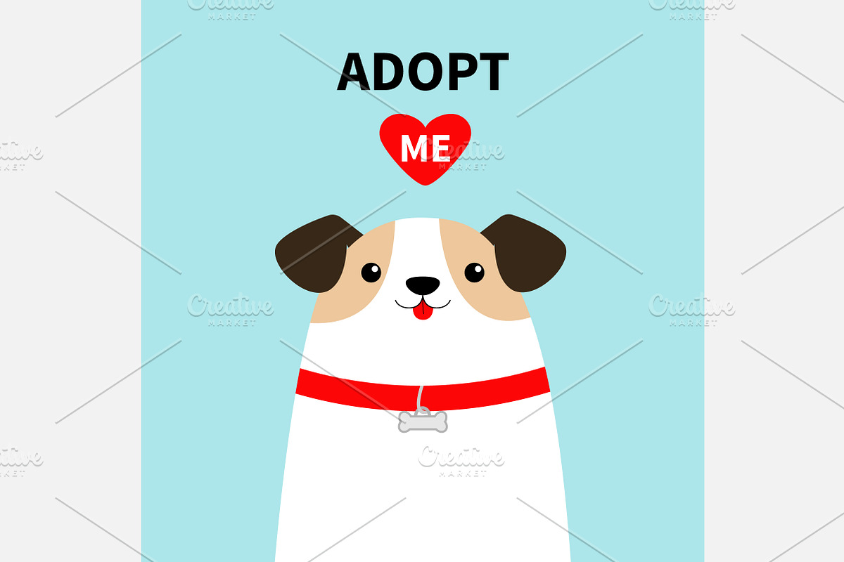 Adopt me. Dog face head. White puppy in Illustrations - product preview 8