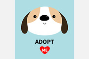 Adopt me. Dog face head round icon.