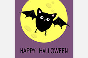 Flying bat silhouette icon Halloween