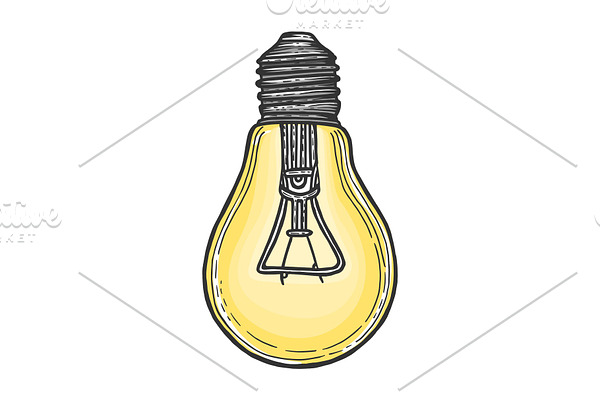 Electric lamp sketch engraving