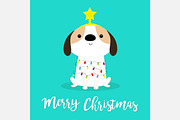 Merry Christmas dog fir tree garland