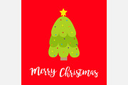 Merry Christmas Fir-tree icon.