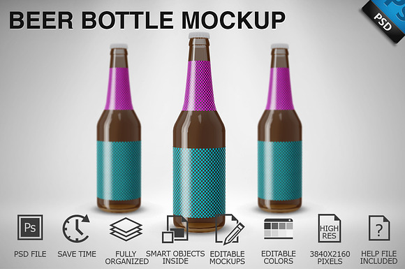 Beer Bottle Mockup 06 in Product Mockups - product preview 3