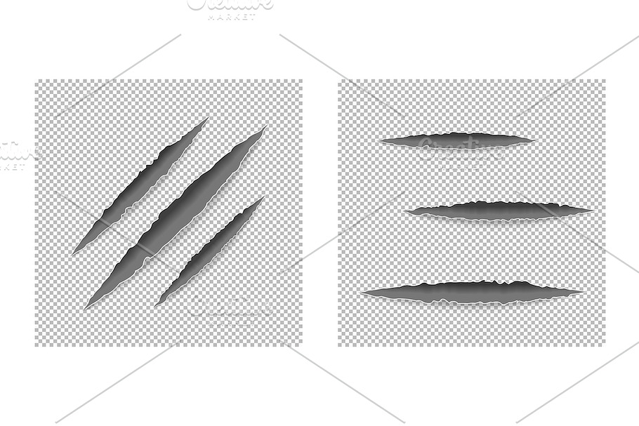 Claws scratches on paper with ripped in Textures - product preview 8