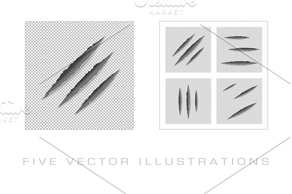 Claws scratches on paper with ripped in Textures - product preview 2