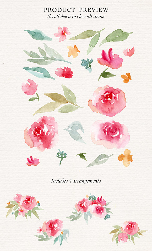 Bright Watercolor Flowers in Illustrations - product preview 3