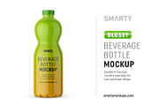 Glossy beverage bottle mockup