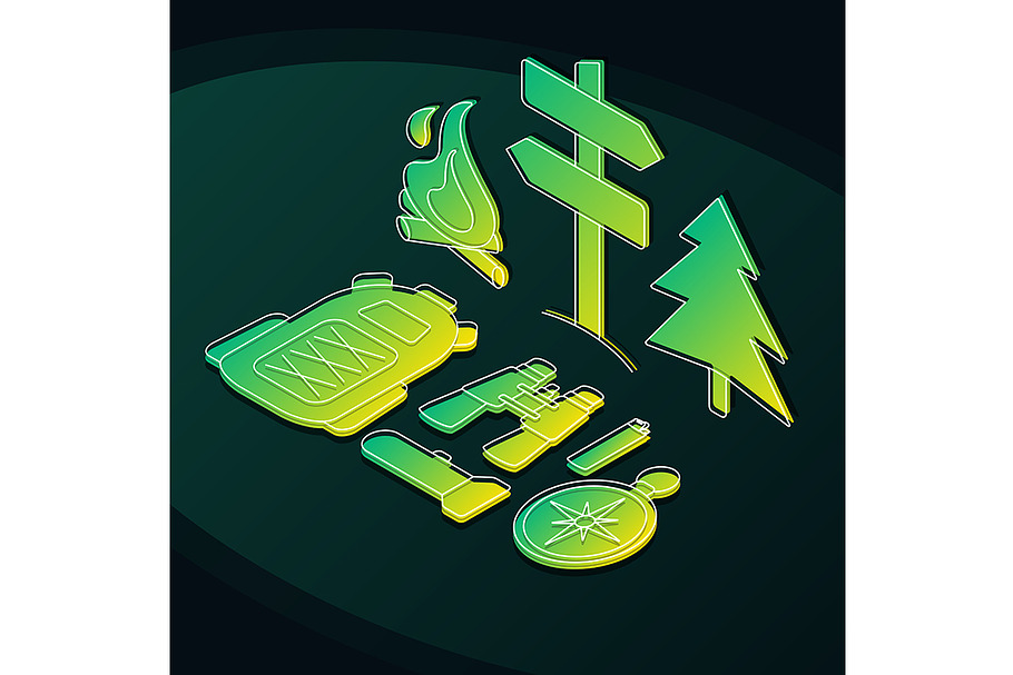 Hiking isometric color illustration in Illustrations - product preview 8