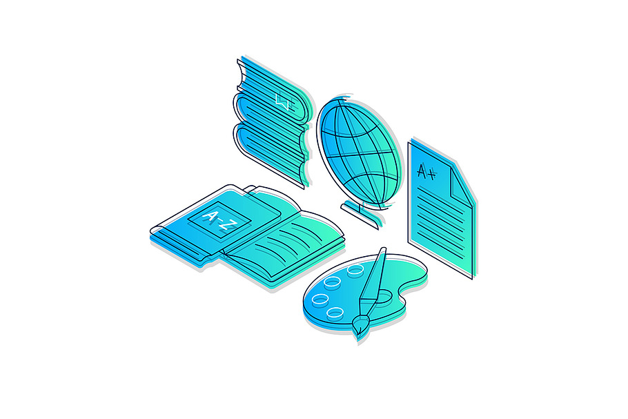 Education isometric illustration in Illustrations - product preview 8