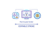 Peer-to-peer lender concept icon