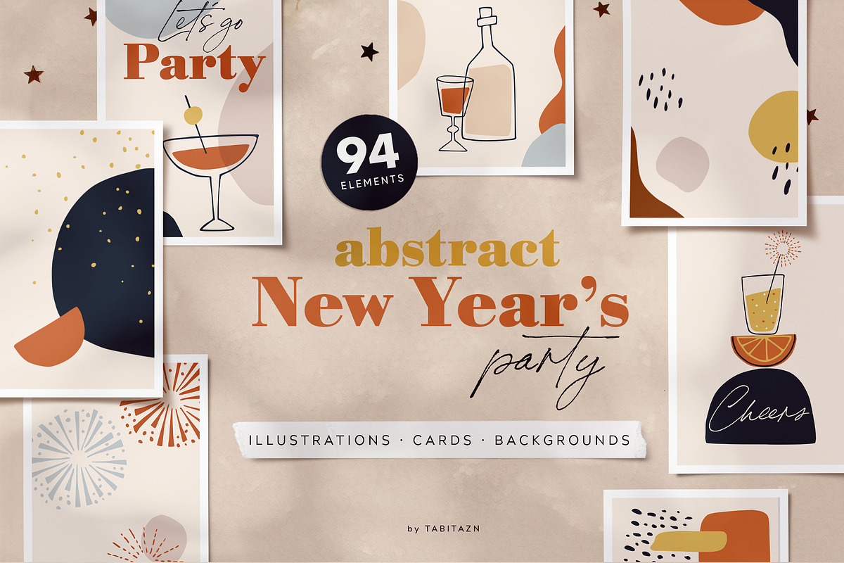 Abstract New Year's party set in Illustrations - product preview 8