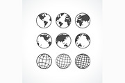 Globe Icon Set. Vector