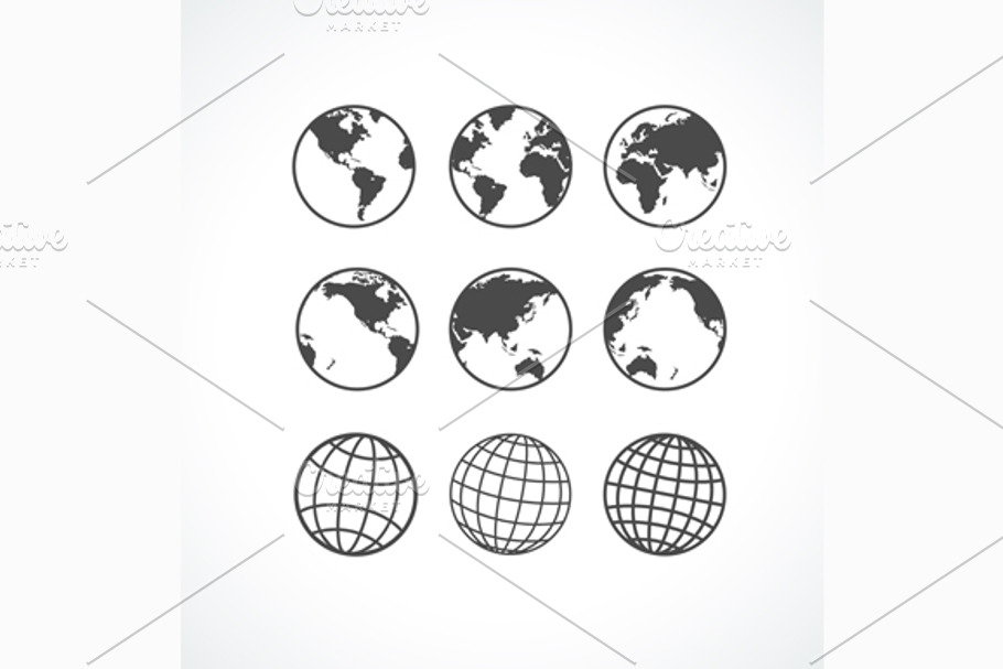 Globe Icon Set. Vector in Objects - product preview 8