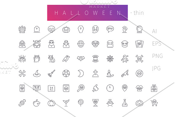 Halloween Line Icons Set in Halloween Icons - product preview 2