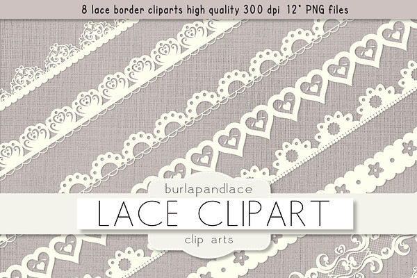 Ivory lace borders clipart