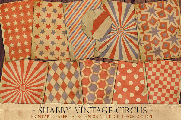Vintage circus junk journal sheets