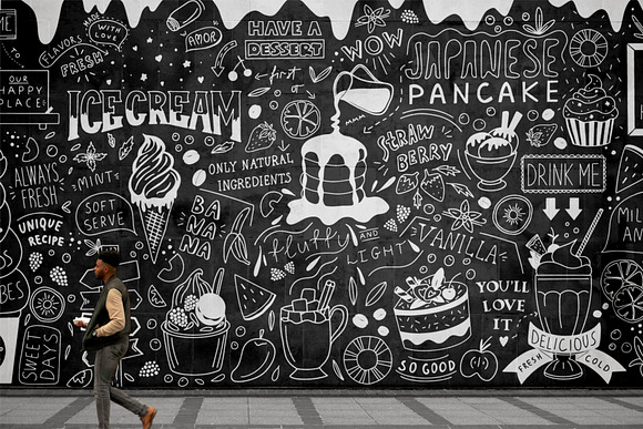 Dessert doodles chalkboard wall art in Illustrations - product preview 3