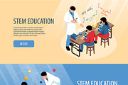 Isometric stem education banners