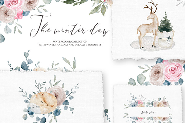 The winter day Watercolor Set
