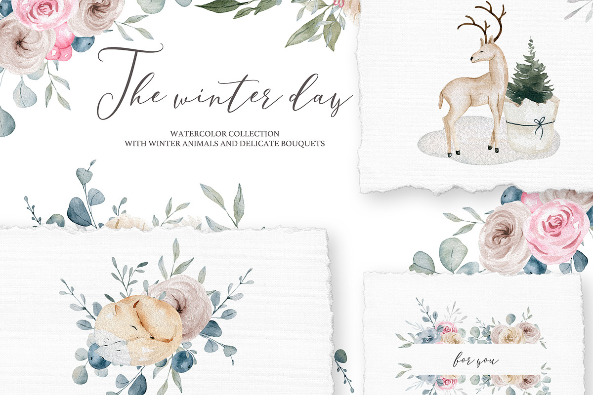 The winter day Watercolor Set in Illustrations - product preview 8