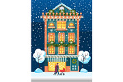 Winter City, House in Winter and