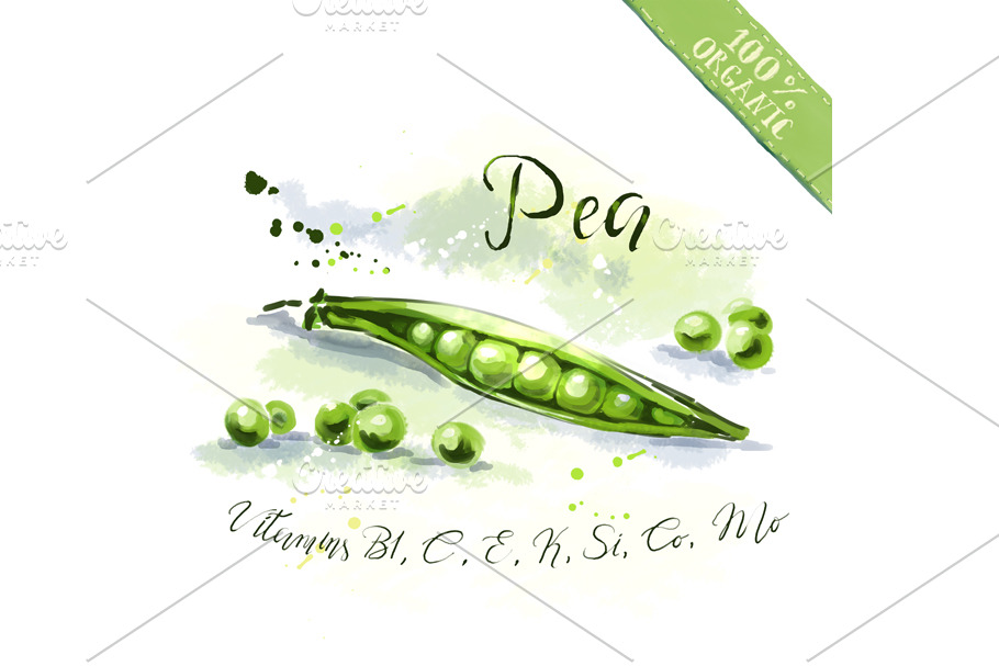 Fresh raw green pea, organic food
