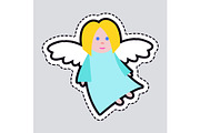 Christmas Angel. Blue Clothes. White
