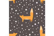 Foxes and snowflakes seamless