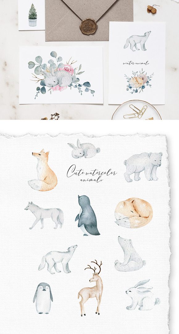 The winter day Watercolor Set in Illustrations - product preview 2