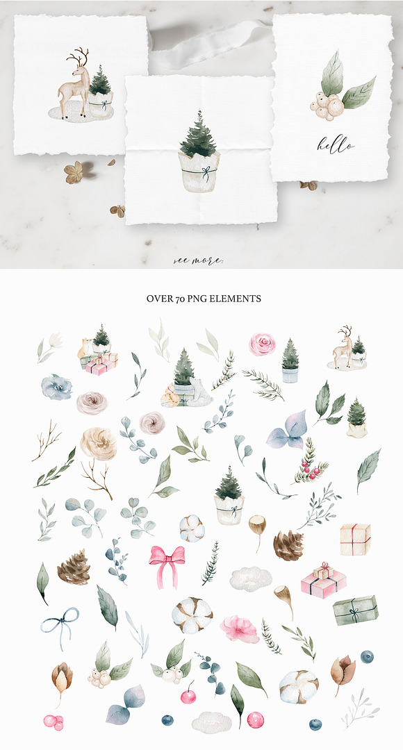 The winter day Watercolor Set in Illustrations - product preview 5