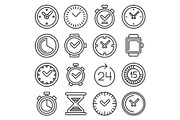 Time and Clocks Icons Set on White