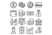 Money Icons Set on White Background