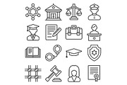 Law and Justice Icons Set on White
