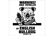 English Bulldog dog with gun and