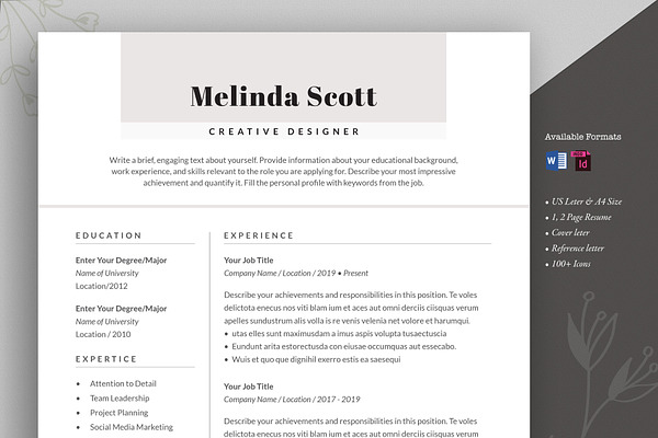 Resume Template Word and InDesign