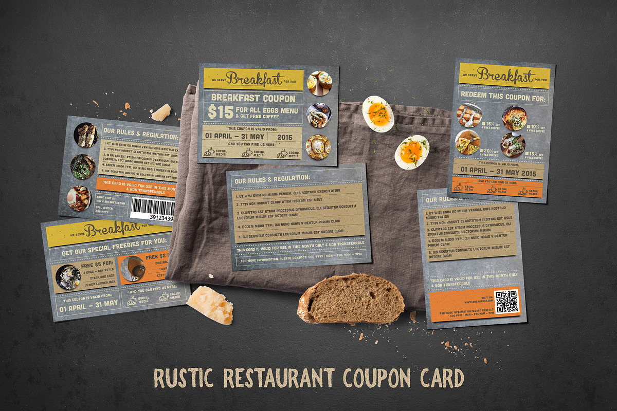 Rustic Restaurant Coupon Card in Flyer Templates - product preview 8