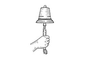 Hand ring in ship bell sketch vector