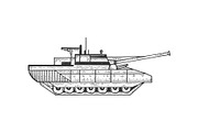 Tank sketch engraving vector
